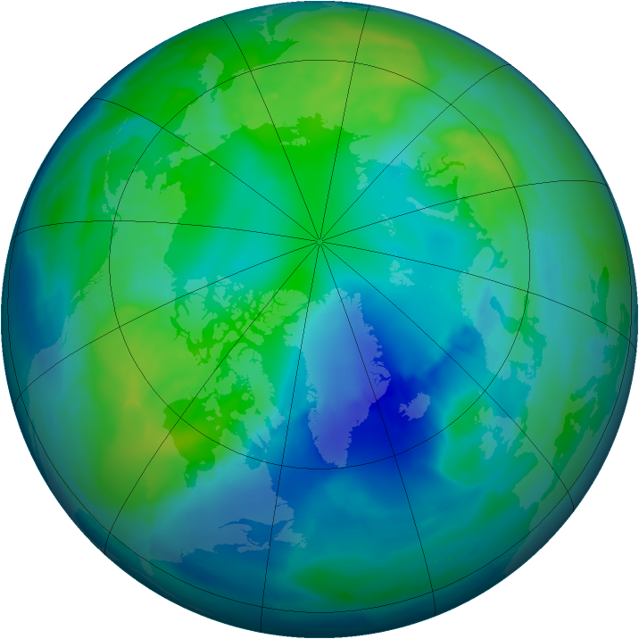 Arctic ozone map for 28 October 2012